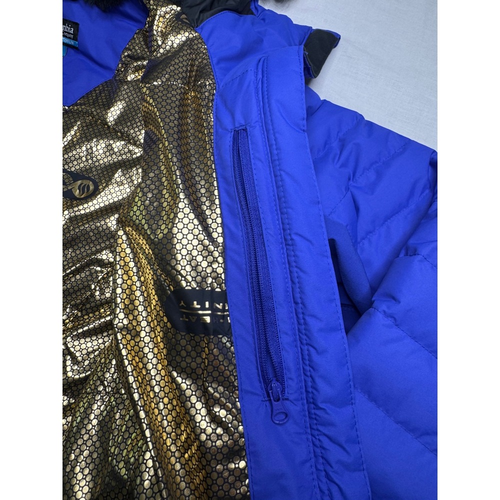 Columbia Titanium Women's Blue Omni-Heat Insulated Ski Jacket Faux Fur M - Picture 5 of 11